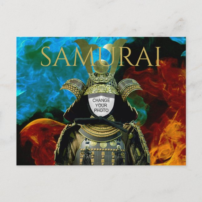 Cartão Postal Capacete de Samurai com Foto Mutável (Frente)