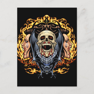 Cartão Postal Capacetes, vampiros e morcegos Design da Al Rio