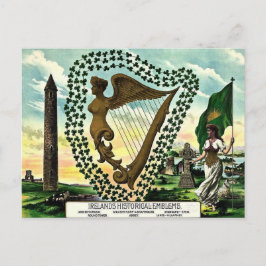 Cartão Postal Capas de harpa de ouro dos emblemas do Orgulho Irl