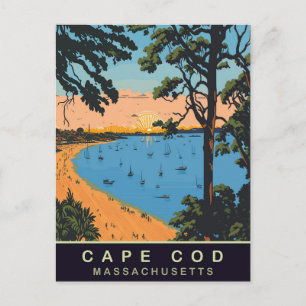 Cartão Postal Cape Cod Beach, Massachusetts, Viagens vintage