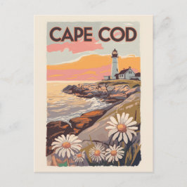 Cartão Postal Cape Cod Massachusetts Arte de Viagem Pintura Retr