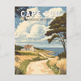Cartão Postal Cape Cod Massachusetts Viagem Arte Vintage