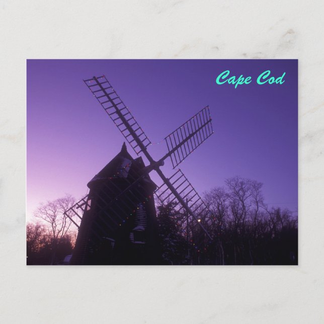 Cartão Postal Cape Cod Windmill em Twilight (Frente)