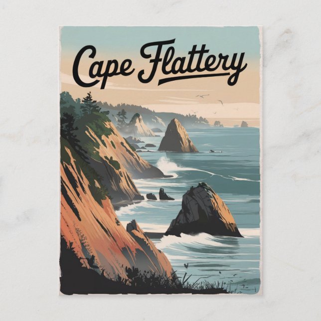 Cartão Postal Cape Flattery Vintage (Frente)
