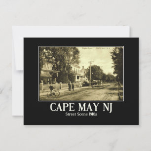 Cartão Postal Cape May NJ Hughes St, década de 1910