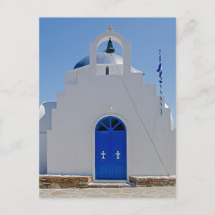 Cartão Postal Capela Azul e Branco de Antiparos