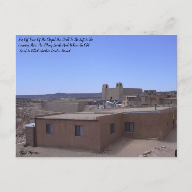 Cartão Postal Capela Pueblo Com Cemitério À Esquerda (Frente)