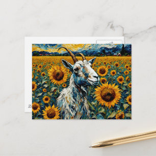 Cartão Postal Capim Adorável num Campo de Girassol