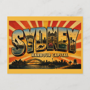 Cartão Postal Capital Vintage do Porto de Sydney