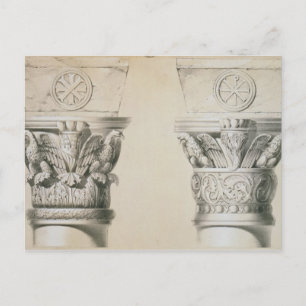 Cartão Postal Capitéis bizantinos de colunas na nave da