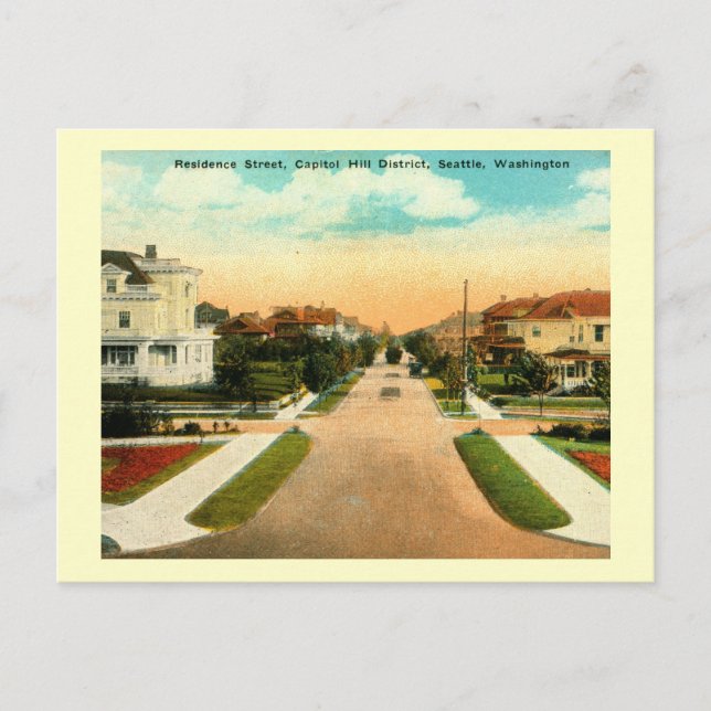 Cartão Postal Capitol Hill District, Seattle, Washington Vintage (Frente)