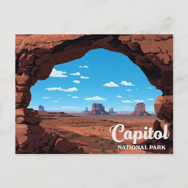 Cartão Postal Capitol Reef Arch Canyon Vintage Art (Frente)