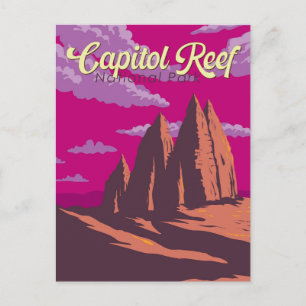 Cartão Postal Capitol Reef National Park Ilustração Viagem Art