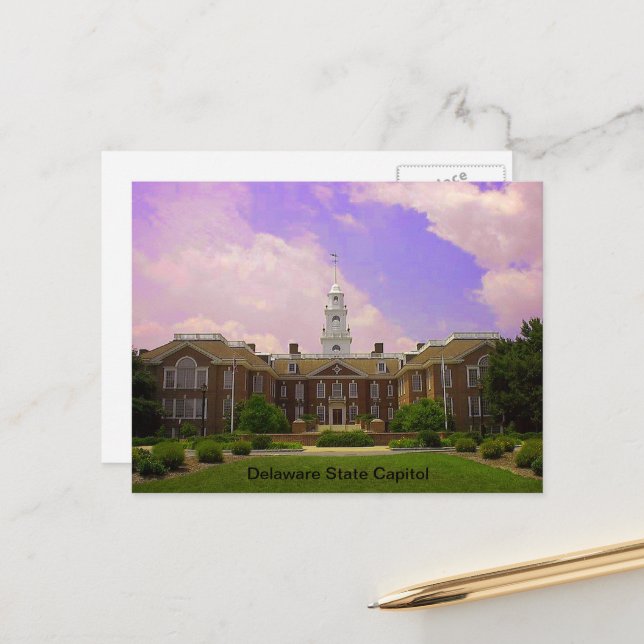 Cartão Postal Capitólio estadual de Delaware em Dover (Frente/Verso In Situ)