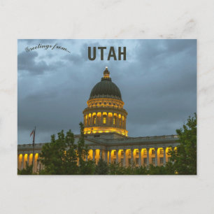 Cartão Postal Capitólio Estadual de Utah à Noite Salt Lake City 