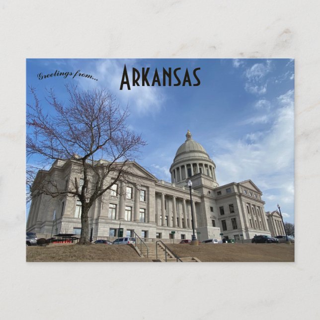 Cartão Postal Capitólio Estadual do Arkansas Little Rock Arkansa (Frente)