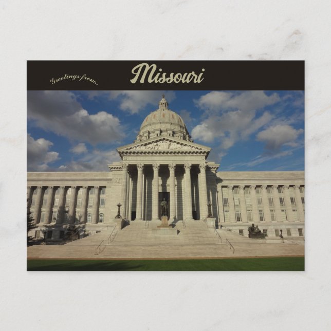 Cartão Postal Capitólio Estadual do Missouri Jefferson City Miss (Frente)