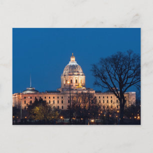 Cartão Postal Capitólio Estatal de Minnesota Iluminado