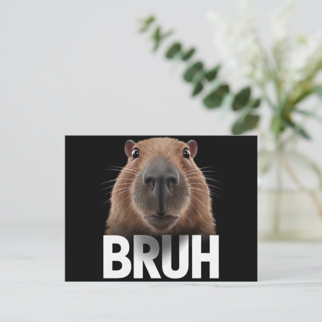 Cartão Postal Capivara Engraçada Bruh  (Em pé/Frente)
