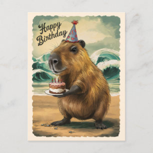 Cartão Postal Capivara Fofa Engraçada Feliz Aniversário