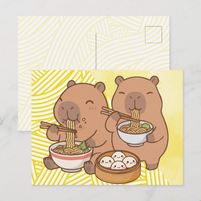 Cartão Postal Capivara Ramen Engraçado   (Frente/Verso)