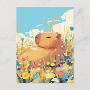 Cartão Postal Capivara Tirando Soneca em Prado de Flores Silvest