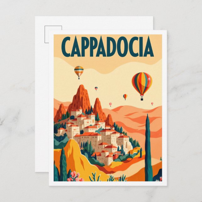 Cartão Postal Cappadocia Turkey Art vintage Travel (Frente/Verso)