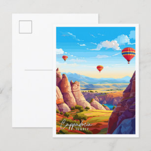 Cartão Postal Cappadocia Turquia - viagens vintage de Arte