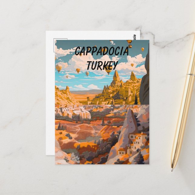 Cartão Postal Cappadocia Viagem Postcard Art, Cappadocia Turquia (Frente/Verso In Situ)
