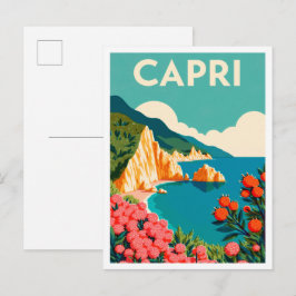 Cartão Postal Cápri Itália Arte vintage Viagem