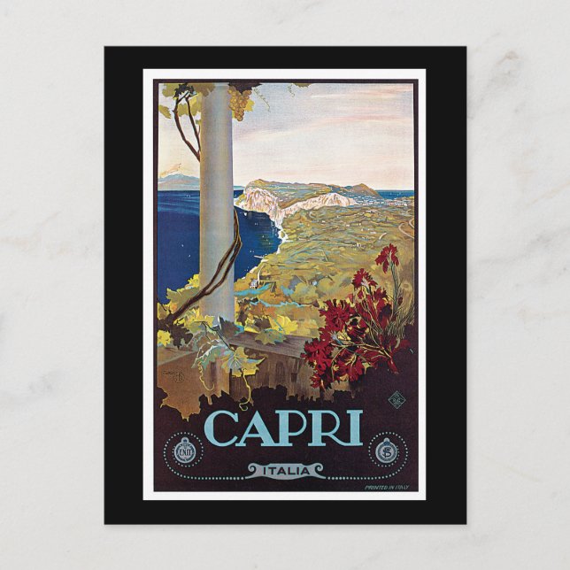 Cartão Postal Capri, Itália Cartaz de Viagem Antigo (Frente)