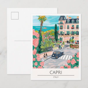 Cartão Postal Capri Itália Ilustração de Arte Vintage Viagem