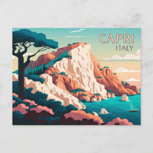 Cartão Postal Capri Itália Lemons - Ilha Mediterrânica Retro