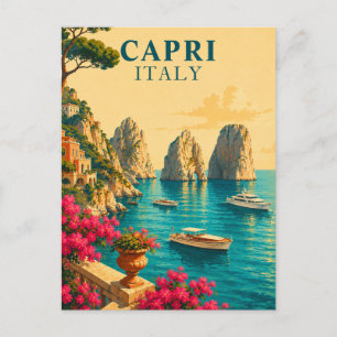 Cartão Postal Cápri Itália Viagem Vintage Faraglioni Stacks do M