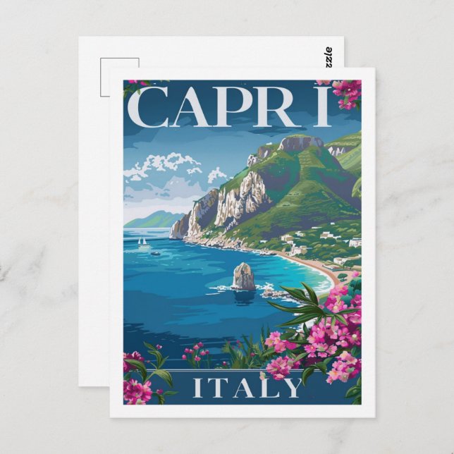 Cartão Postal Capri Italy Vintage Familiar Viagem Place (Frente/Verso)