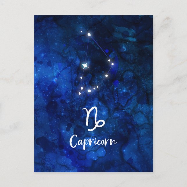 Cartão Postal Capricórnio Zodiac Constelação Galáxia Celestial (Frente)