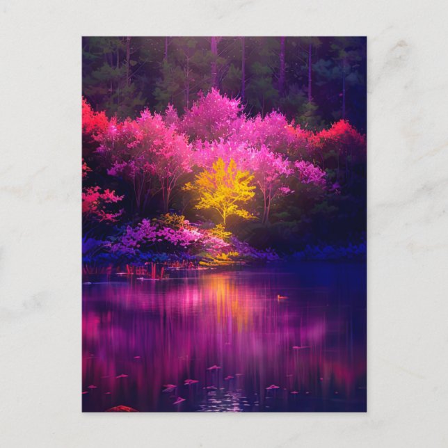 Cartão Postal Captivando a árvore do Ouro à noite (Frente)