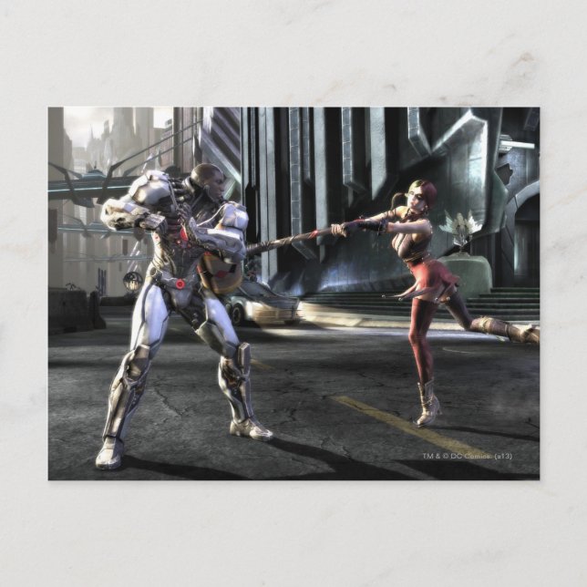 Cartão Postal Captura de tela: Cyborg vs Harley (Frente)