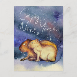 Cartão Postal Capturar Ano Novo Cód. Aquarela Capybara Baby & Mã