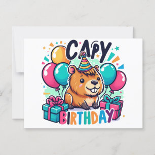 Cartão Postal Capy Birthday - Design do Partido Cute Capybara