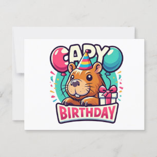 Cartão Postal Capybara Birthday Bash - Quirky Party Animal