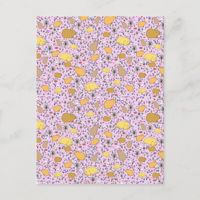 Cartão Postal Capybaras a rosa (Frente)