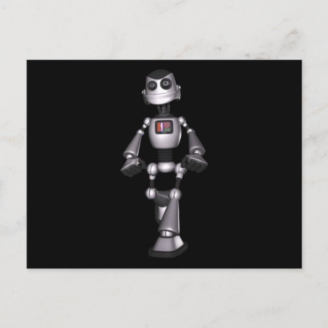 Cartão Postal cara 3D de Robô de Meio-Tom Sci-Fi (Frente)
