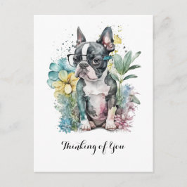 Cartão Postal Cara "Boston" Relaxada Óculos de Cachorrinho Bosto