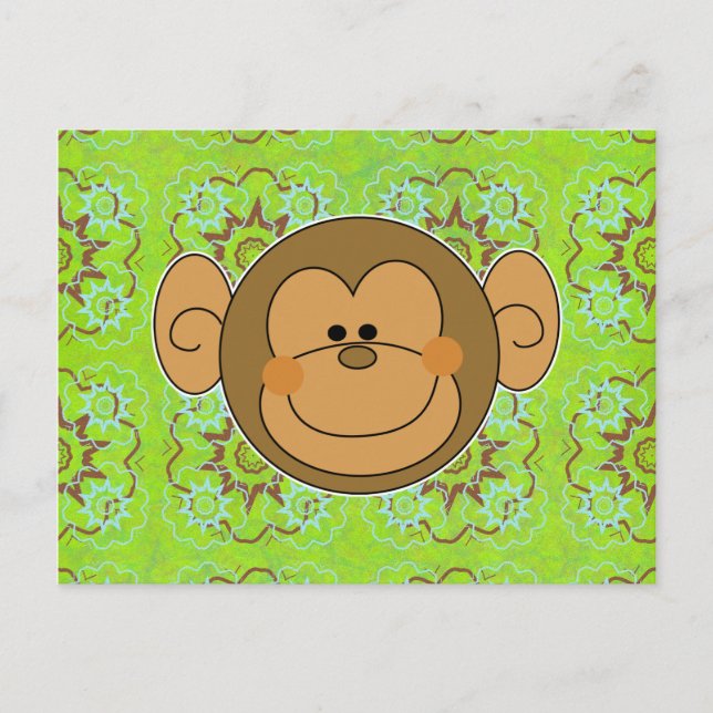Cartão Postal Cara de macaco bobo e fofo (Frente)