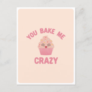 Cartão Postal Cara Kawaii Louca Rosto Bobalhão Muffin Comida Tro