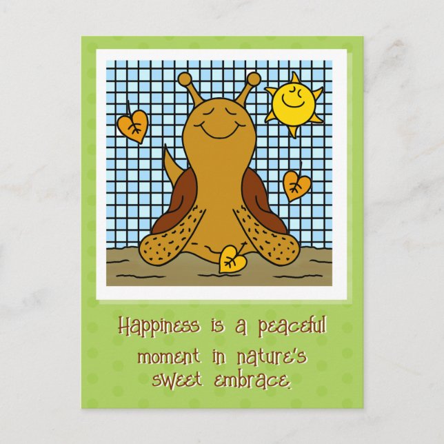 Cartão Postal Caracol-Cachorro-Sol E Mosaico-Folha Feliz Queda (Frente)