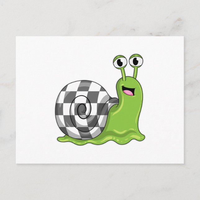 Cartão Postal Caracol no Xadrez com Tabuleiro (Frente)