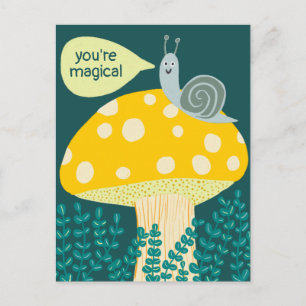 Cartão Postal Caracol Whimsical em Cachorro Mágico