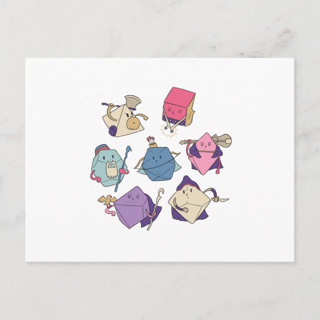 Cartão Postal Caracteres de Dice (Frente)